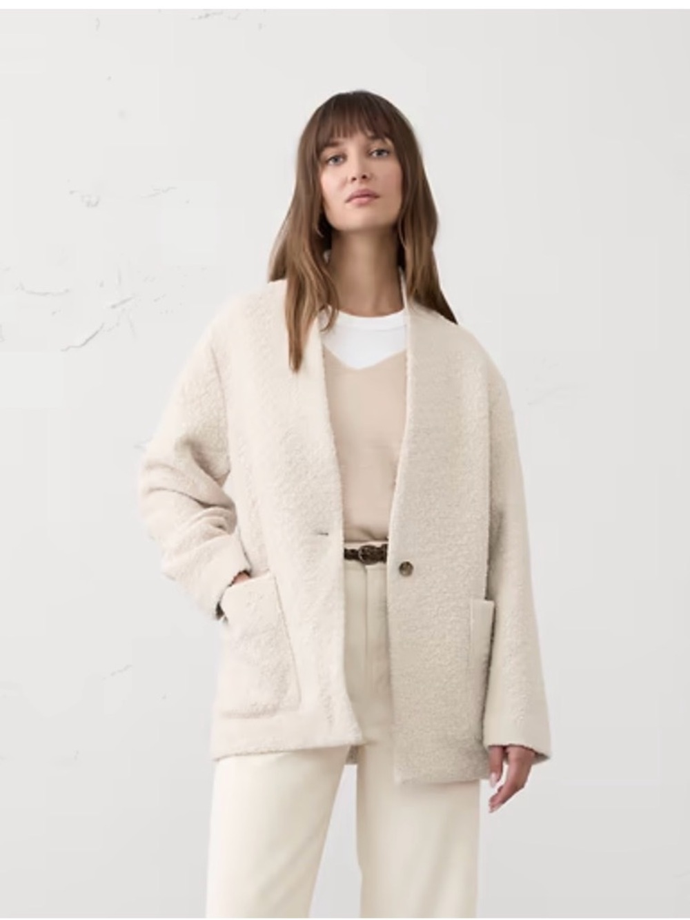 Banana Republic Knit Bouclé Coat - Size M Casual Oversized Jacket